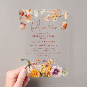 Invitaciones Acrílicas Calabazas de enamorarse Bridal Shower romántico