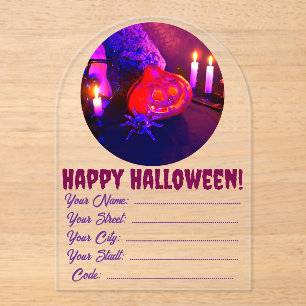 Invitaciones Acrílicas Calabazas de Halloween de neón