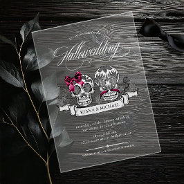 Invitaciones Acrílicas Calavera Halloween gótico Borgoña ID866