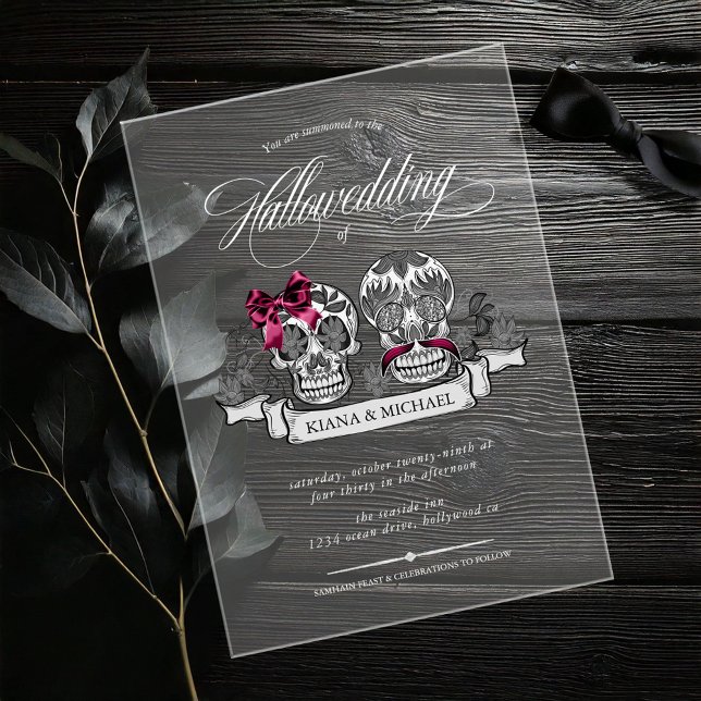 Invitaciones Acrílicas Calavera Halloween gótico Borgoña ID866 (Subido por el creador)