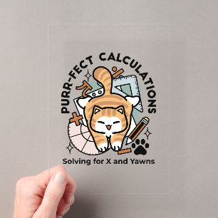 Invitaciones Acrílicas Cálculos Perfectos – Diseño Divertido de Gato Mate