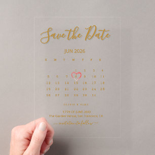 Invitaciones Acrílicas Calendario de acrílico Save the Date