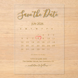 Invitaciones Acrílicas Calendario de acrílico Save the Date 