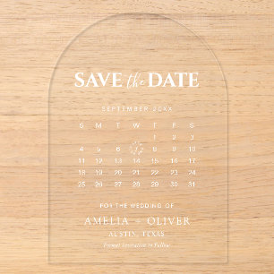 Invitaciones Acrílicas Calendario de arco de acrílico transparente modern