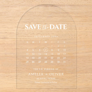 Invitaciones Acrílicas Calendario de arco de acrílico transparente modern