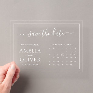 Invitaciones Acrílicas Calendario Moderno y Elegante de Acrílico Transpar