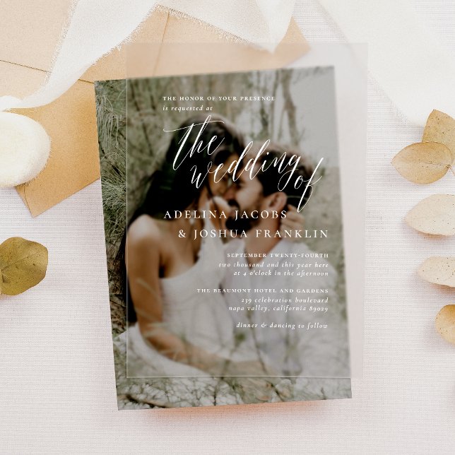 Invitaciones Acrílicas Caligrafía de escritura simple matrimonio elegante (Card Mock-up)