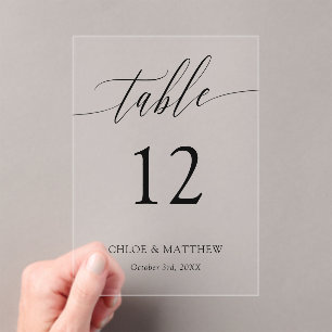 Invitaciones Acrílicas Caligrafía delicada - Nombres y fecha de boda