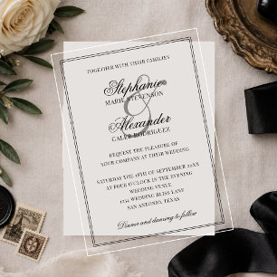 Invitaciones Acrílicas Caligrafía elegante estética de dinero antiguo bod