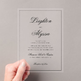Invitaciones Acrílicas Caligrafía elegante formal Boda de superposición t