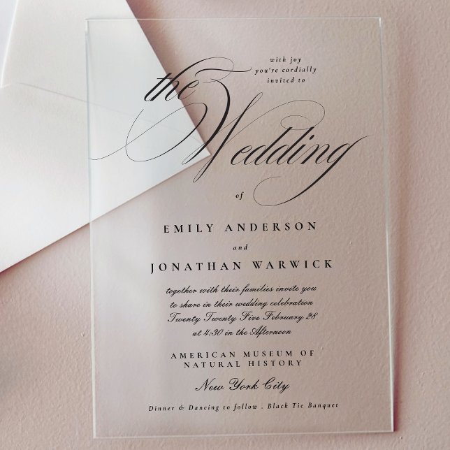 Invitaciones Acrílicas Caligrafía Formal Elegante Tuxedo El Boda (Subido por el creador)