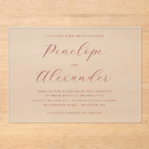 Invitaciones Acrílicas Caligrafía Marrón Elegante