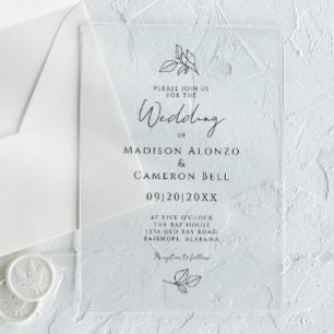 Invitaciones Acrílicas Caligrafía Romántica Clásica Moderna