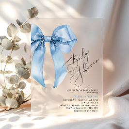 Invitaciones Acrílicas Cáliz azul elegante bebé ducha