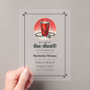Invitaciones Acrílicas "Call the Shots" Fiesta de Graduación de Enfermerí