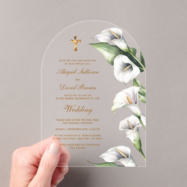 Invitaciones Acrílicas Calla Lilies Arch Religious Wedding (Insitu (portátil))