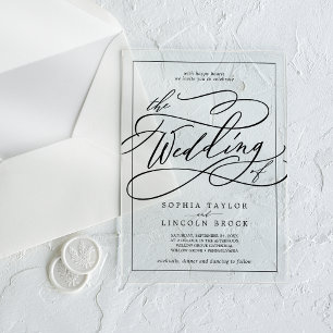Invitaciones Acrílicas Calligrafía romántica Matrimonio elegante moderno