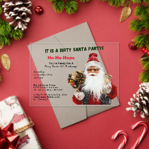 Invitaciones Acrílicas Cambio de regalo de Santa Claus Sucio clásico