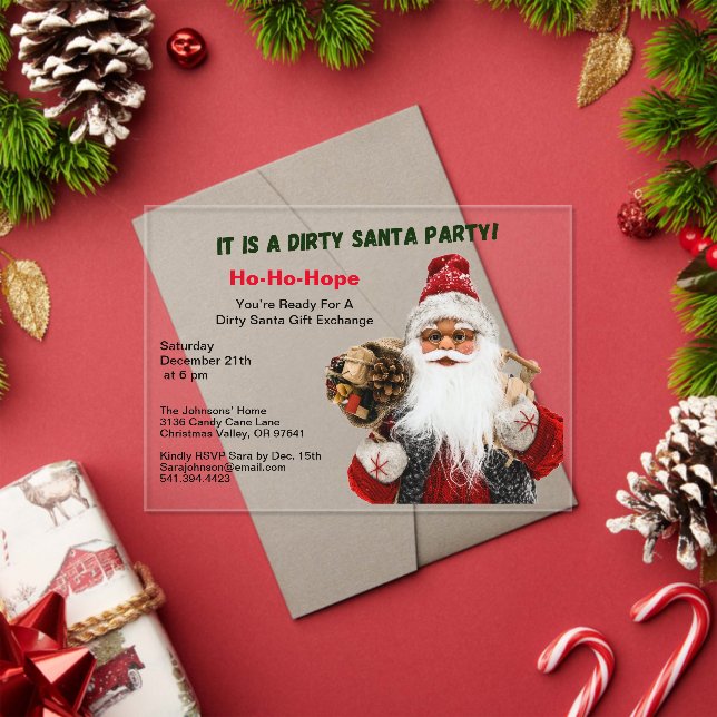 Invitaciones Acrílicas Cambio de regalo de Santa Claus Sucio clásico (Insitu (Vacaciones))
