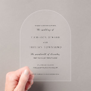 Invitaciones Acrílicas Cameron simple boda moderna salva la fecha