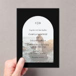 Invitaciones Acrílicas Camila Black Arch Boda moderno<br><div class="desc">Invitación acrílica boda moderna con tu monograma y tus detalles sobre tu foto favorita dentro de un arco sobre un fondo negro. La plantilla incluye una superposición simple que permite que el texto aparezca sobre la imagen y se puede eliminar en la herramienta de edición de diseño. Este diseño sencillo...</div>