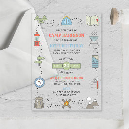 Invitaciones Acrílicas Camping Cualquier Fiesta de Cumpleaños de Edad