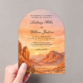 Invitaciones Acrílicas Canyon Mountain Desert Landscape Wedding 
