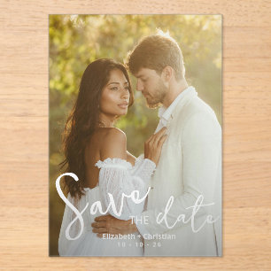 Invitaciones Acrílicas Caprichoso Ahorro de Foto Azul en Polvo Fecha de l