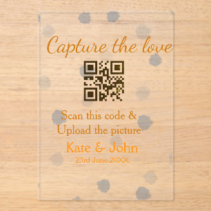 Invitaciones Acrílicas Capturar el amor añadir QR escanear subir imagen a