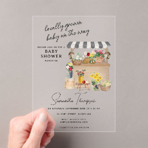 Invitaciones Acrílicas Carro de flores de los granjeros stand Baby Shower