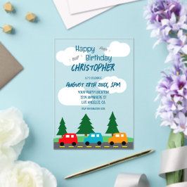 Invitaciones Acrílicas Cars Kids Boy Birthday