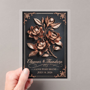 Invitaciones Acrílicas Cartel de bienvenida de boda [Color] oscuro Románt