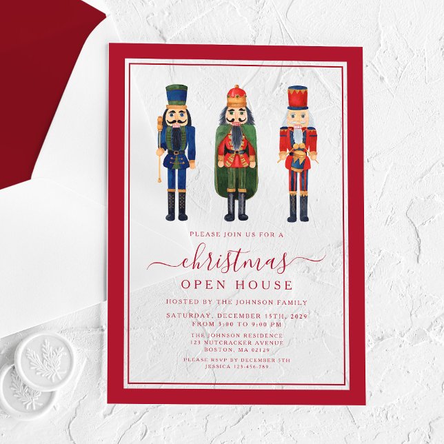 Invitaciones Acrílicas Casa abierta de Fiesta de Navidades de Nutcracker  (Festive Nutcracker Christmas Party Open House Acrylic Invitations)