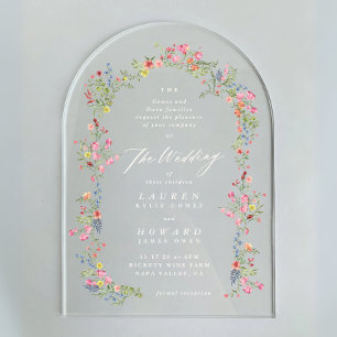 Invitaciones Acrílicas casamiento romántico arcos florales en el jardín d