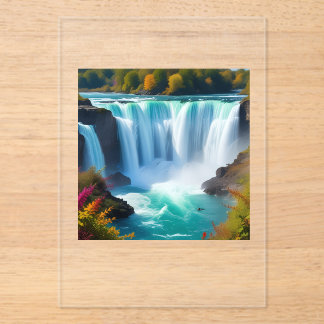 Invitaciones Acrílicas Cascada de agua turquesa majestuosa | Pared de nat