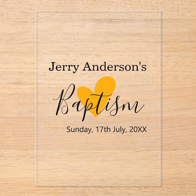 Invitaciones Acrílicas Catholic baptism kids modern simple QR minimal (Anverso)