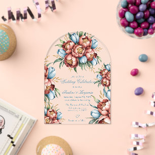 Invitaciones Acrílicas Celebración de Boda de Peonías y Tulipanes Románti