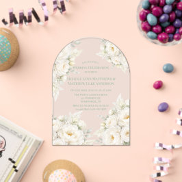 Invitaciones Acrílicas Celebración de Boda Floral Blanca Total