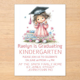 Invitaciones Acrílicas Celebración de Graduación de Kinder Divertida