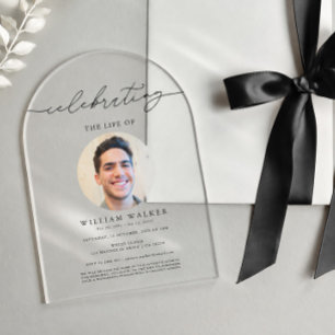 Invitaciones Acrílicas Celebración de la vida del Arco Elegante