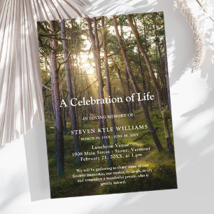 Invitaciones Acrílicas Celebración de la vida en el bosque al atardecer F