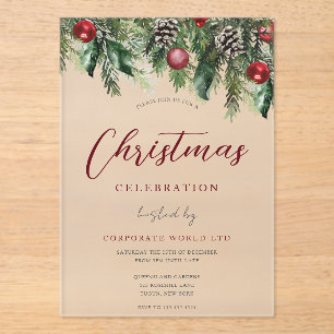 Invitaciones Acrílicas Celebración del Fiesta de Navidades corporativos d