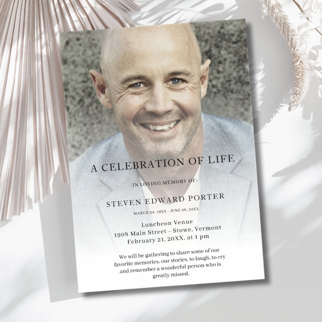 Invitaciones Acrílicas Celebración fotográfica personalizada del funeral  (Celebration of Life Invitation)