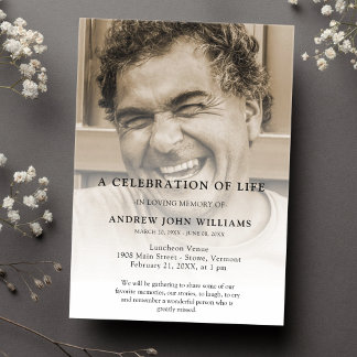 Invitaciones Acrílicas Celebración fotográfica personalizada del funeral