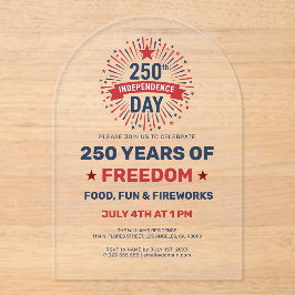 Invitaciones Acrílicas Celebración Patriótica 250 Años de Libertad
