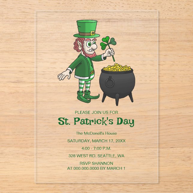 Invitaciones Acrílicas Celebrate St. Patrick's Day (Anverso)