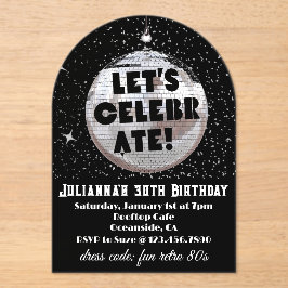 Invitaciones Acrílicas Celebremos el cumpleaños de la Retro 80