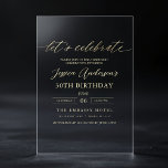 Invitaciones Acrílicas Celebremos el oro Minimalista por los 30 años<br><div class="desc">Marcar un hito de estilo con la invitación a celebrar el oro Minimalista 30 cumpleaños. Diseñada con un elegante guión dorado y un diseño minimalista elegante, esta invitación marca el tono para una celebración sofisticada e inolvidable. Perfecto para reuniones de cumpleaños modernas, ofrece una manera atemporal y de moda para...</div>