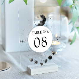 Invitaciones Acrílicas Celestial Black Moon Wedding Acrylic Table Number