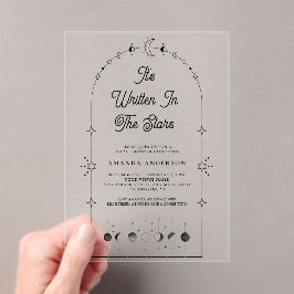 Invitaciones Acrílicas Celestial Stars Black Moon Bridal Shower